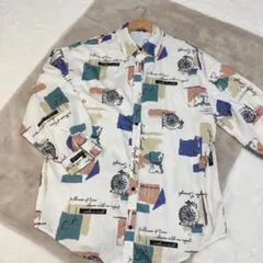 総柄　美品　大き目ブラウス　バルーン袖様　重ね着　サイズ【F】