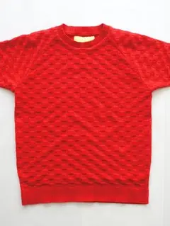 レッド dabolo クルーネック チェック ニット 半袖 ダボロのサムネイル