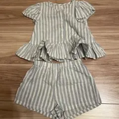 H&M ストライプ フリル付きセットアップ 9-12m