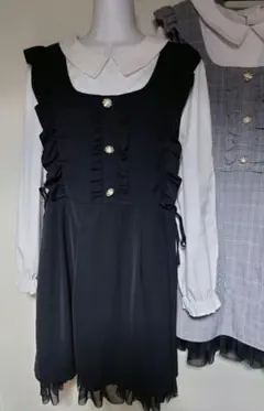 完売極美品 Avail ブラック 量産型 フリルドッキングミニワンピース 4L