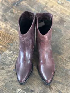 ウエスタンブーツ ダークブラウン レザー