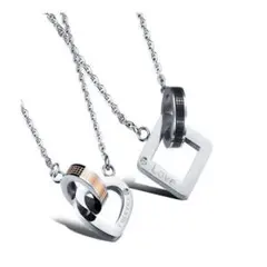 新品⭐︎２個セット ハート 二連リング ペアルック ペアネックレス LOVE