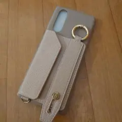 新品☆Xperia５ケース　淡色　ベージュ　カード入れ