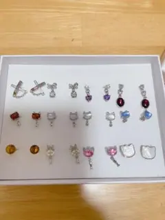 天然石猫ピアスセット