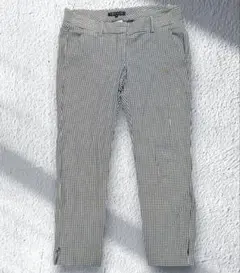 【theory】パンツ クロップド丈 ギンガムチェック ネイビー ストレッチのサムネイル