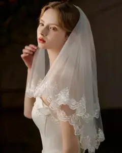 ウェディングベール レースエッジ付き