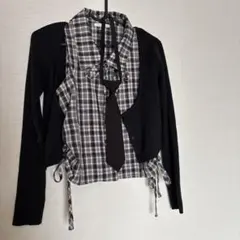 OLIVE des OLIVE チェック柄シャツ ネクタイ付きのサムネイル