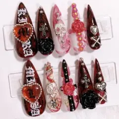 ミサミサ風 ネイルチップ 現品 量産型♡地雷系♡平成女児♡マーブル♡姫ギャル