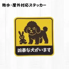 凶暴な犬がいます トイプードル 防水・屋外対応ステッカー 玄関 インターホン