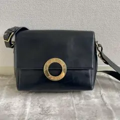 セリーヌ ショルダーバッグ ヴィンテージ サークルロゴ レザー ブラック