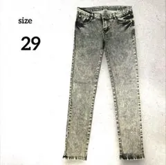 ブラックデニム スキニーパンツ 29インチ ユニセックス 古着風
