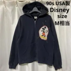 希少 90s USA製 ディズニービンテージパッチ刺繍 古着パーカーメンズM相当