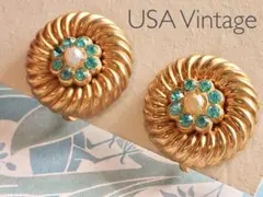 #1825 USA ヴィンテージ　イヤリング　サークル　スイーツ