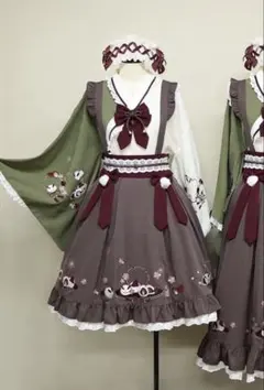 アマベル【3点セット】うさいちごの和菓子スカート＋レース羽織り＋和
