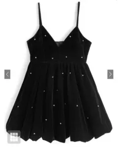 ビジューベロアキャミソールミニワンピース×ボトルネックトップスセットアップ