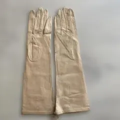未使用　レディース　レザーセミロンググローブ　革手袋　ピンクベージュ　裏地無し