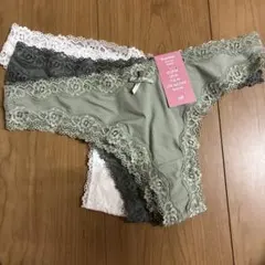 レディースショーツ　3色セット　グリーン　ホワイト　ブラジリアン　ミッドライズ