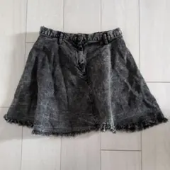 デニム フレアスカート グレー フリンジ