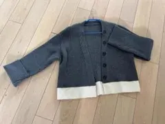 グレー リブ編み カーディガン M