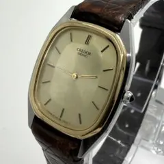 【稼動】 SEIKO クレドール 腕時計 14Kベゼル レザーベルト クォーツのサムネイル