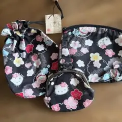 日本限定 3点セット ポーチ がま口 財布 巾着