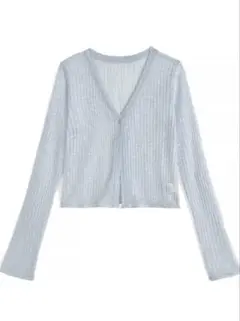GRL シアーリブニットショート丈カーディガン［sd071］