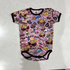 ヒスミニ 総柄ロンパース 半袖 80 ピンク