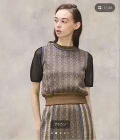 ラメジャガードニット トップスのサムネイル