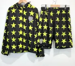 MAD☆STAR 星柄 パーカー ハーフパンツ 上下セットアップ ショーツ S