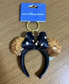 ディズニーリゾート ミニーカチューシャ キーチェーン キーホルダー スパンコール