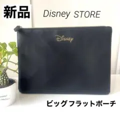 【新品】ディズニー　ビックフラットポーチ　ゴールドロゴ　ディズニーストアのサムネイル