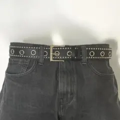 ウエスタンベルト スタッズ レザー ベルト y2k 古着 ブラック wb63-8