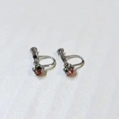 美品 花モチーフ ピンクストーン フープイヤリング ピンク イヤリング お花