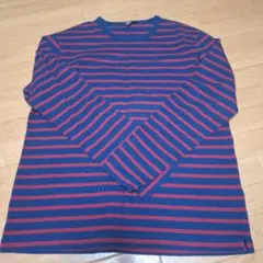 UNIQLO ネイビー/レッドストライプ 長袖Tシャツ L