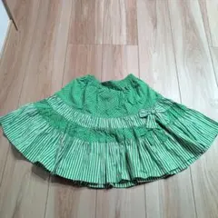 【美品】ShirleyTempleドット柄 ストライプ スカート130 グリーン