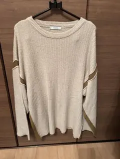 値下げ　フリーサイズ　JEANASIS ベージュリブニット 長袖　（春、秋物）