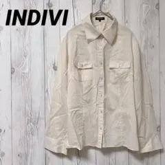 【インディヴィ】長袖ブラウス　薄手　オフィスカジュアル　42　大きめ