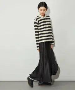 CITEN エッセンシャルサテンスカート　黒のサムネイル
