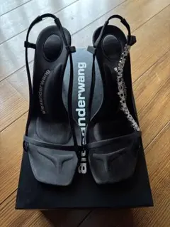 値段交渉可！alexanderwangブラックミュール サテンヒールサンダルのサムネイル