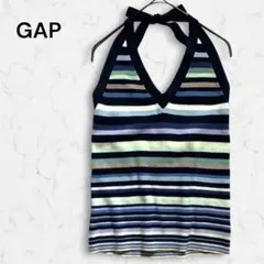 Y2K 希少 GAP オールドギャップ マルチボーダーホルターネックニットキャミのサムネイル