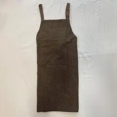 リバーシブル　エプロン　ブラウン