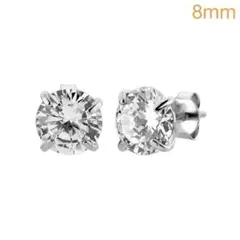 一石 ラウンド 8mm CZダイヤ 925 シンプル ピアス＊シルバー＊