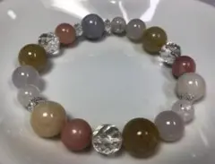 成功運勝負運ベリル翡翠恋愛運ピンクオパールムーンストーンのブレスレット17㎝新品