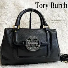 トリーバーチ アマンダ 2way デカロゴ ハンドバッグ ショルダーバッグ 黒