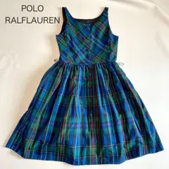 美品【ポロラルフローレン】ノースリーブ　ワンピース　チェック　S〜M 緑