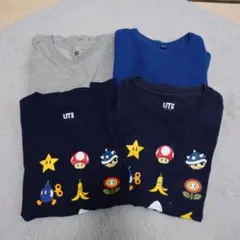 ユニクロ　Tシャツ　半袖　長袖　130　マリオ　無地　４点セット