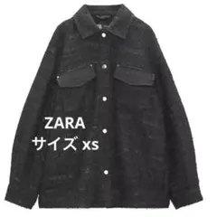 ZARA テクスチャーシャツジャケット ブラック