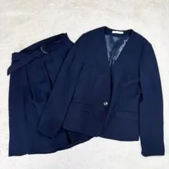 【美品】LESMUES ノーカラー　スカート　ベスト付き　スーツ　セット　7号