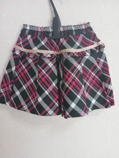 【クリーニング済み】フォーマル　チェック柄フリルスカート　110cm