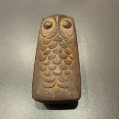 馬場忠寛デザイン 南部鉄器製朱肉池（ふくろう 角・茶） 労働大臣優良